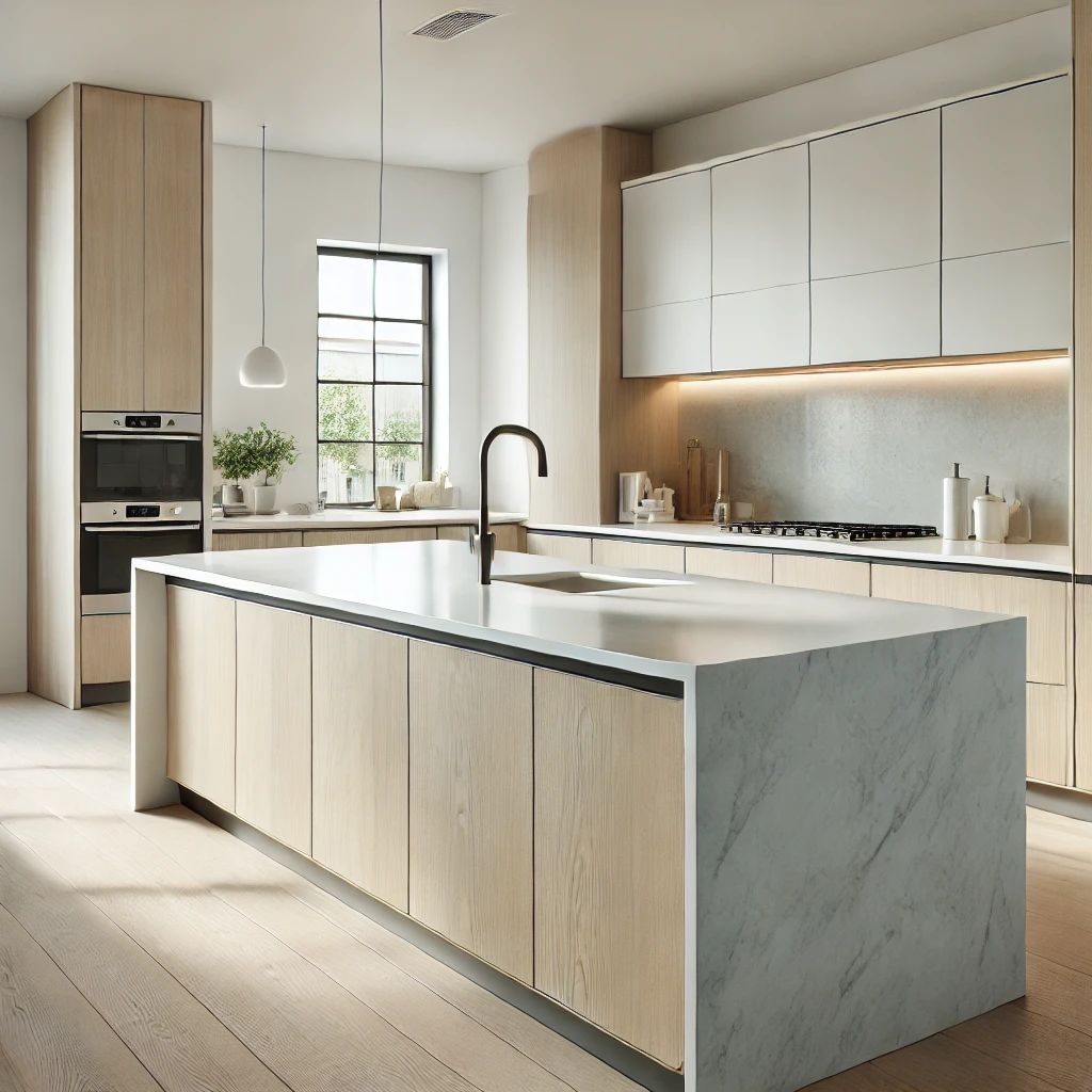 Kitchen Remodel in the SF Bay Area - Porcelain Countertop Kitchen Island