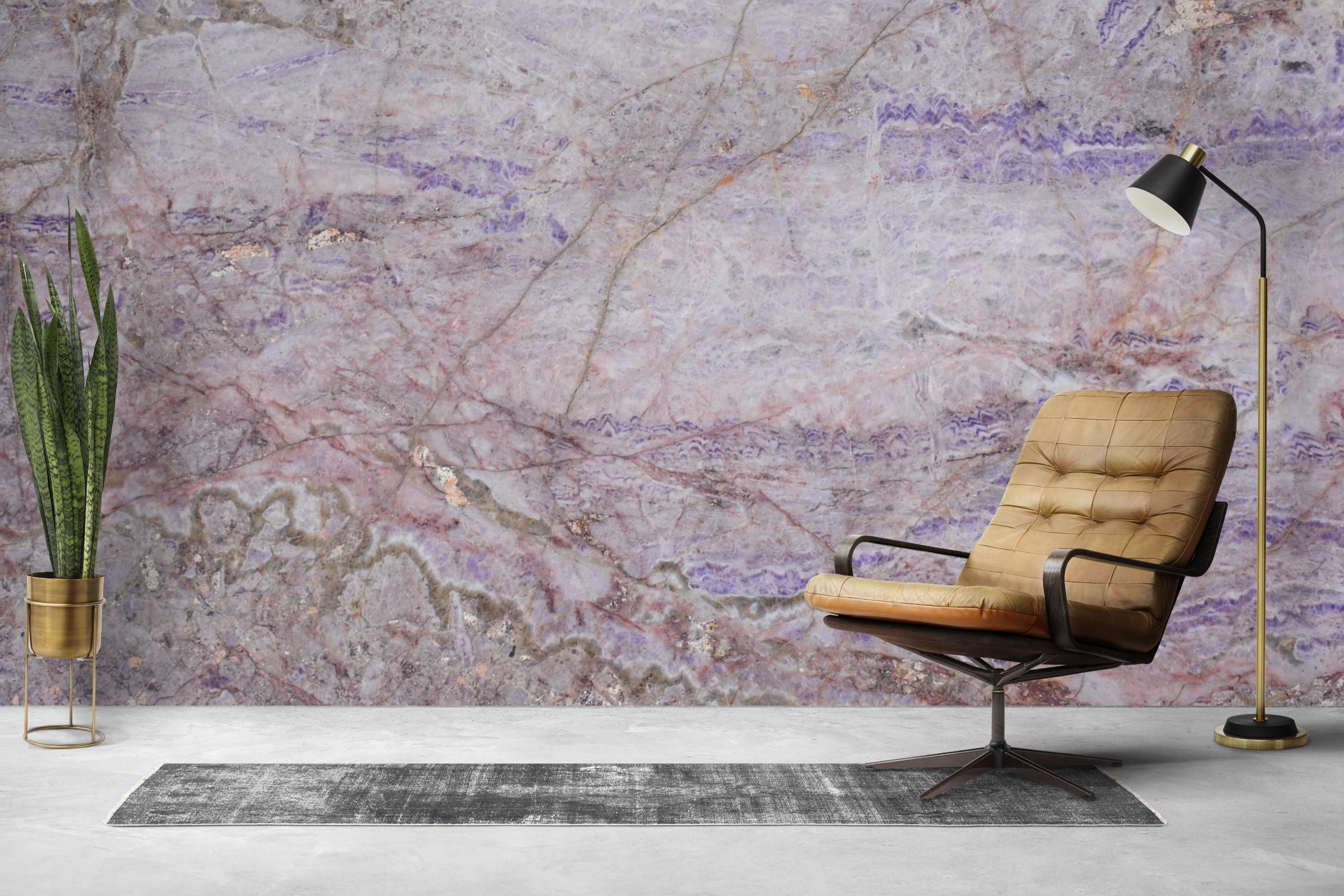 Loft living room interior psd mockup