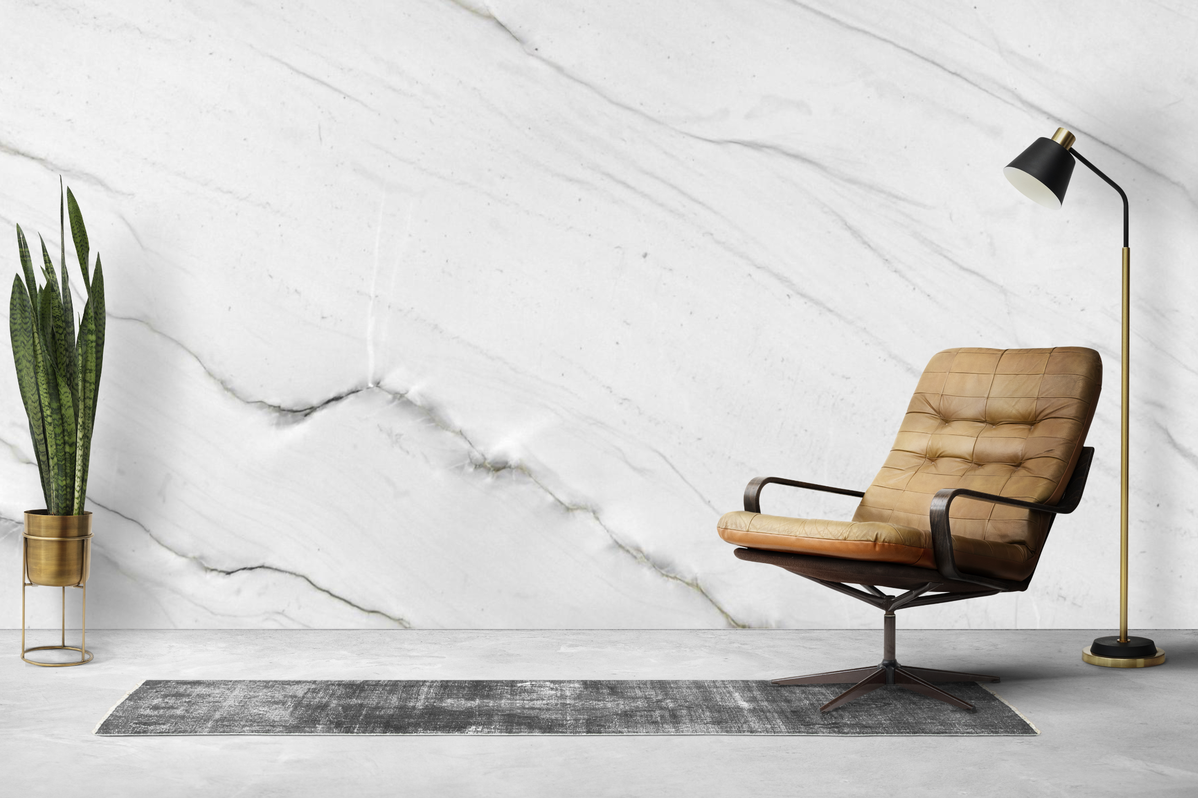 Loft living room interior psd mockup