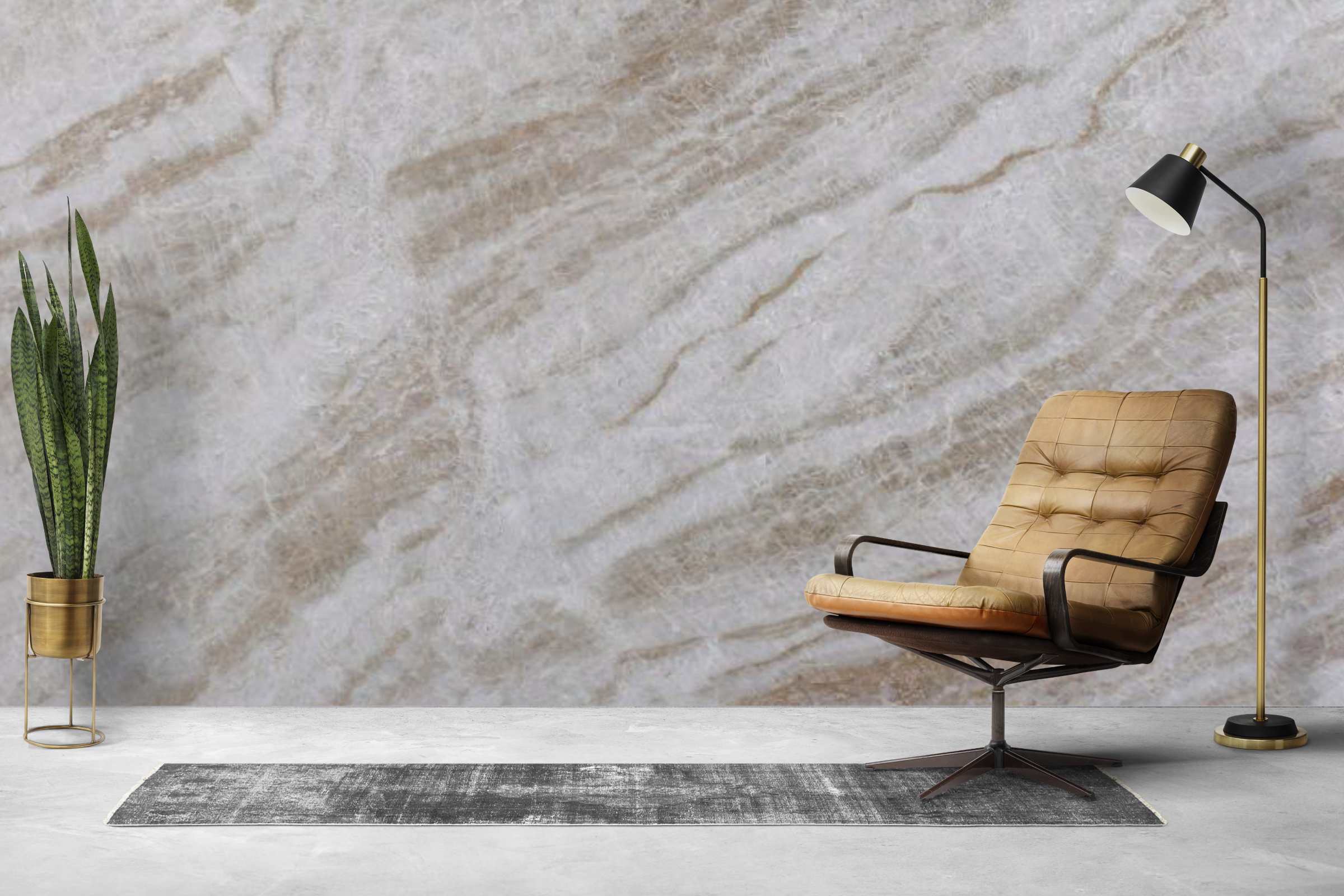 Loft living room interior psd mockup